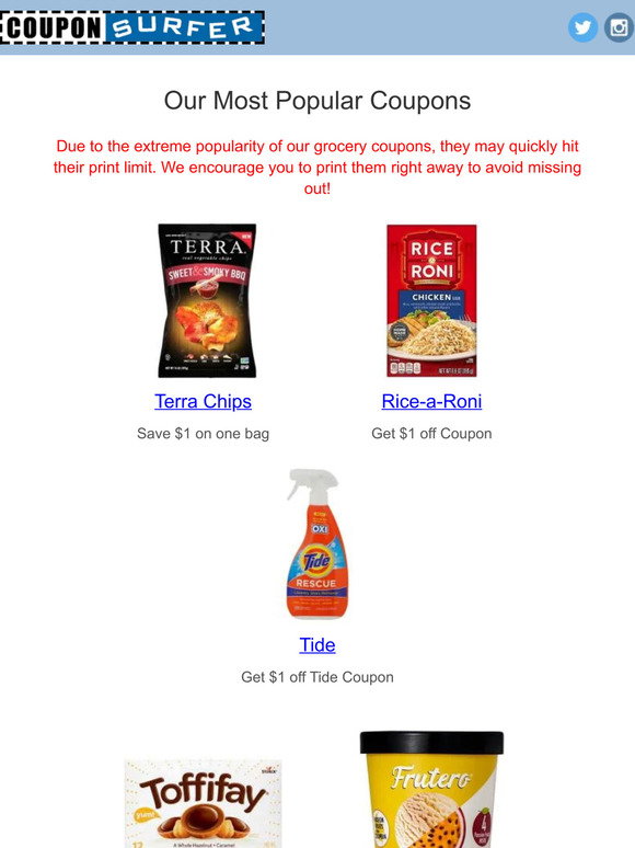CouponSurfer.com: —, Coupons for Barilla, Ice Cream, Milk, Rice-a-Roni ...