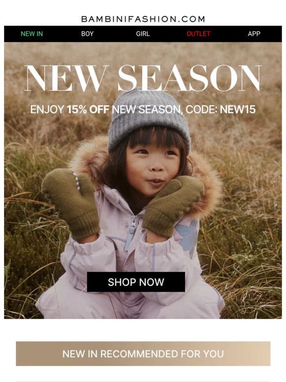 New season looks: shop with 15% OFF