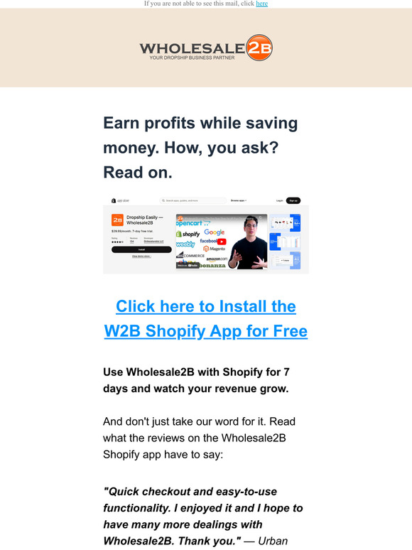 Claim Your Free Trial of Wholesale2B Shopify App 🤑🚀