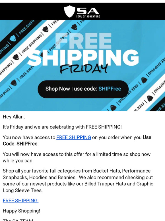 It's Free Shipping Friday!
