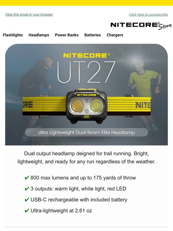 Lightweight Headlamp for Trail Running 💡 Nitecore UT27 800 Lumens Dual Beam