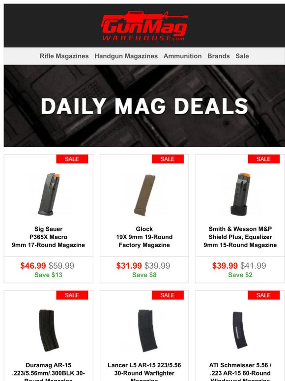 Enter The Weekend With These Great Deals | Sig Sauer P365x Macro 9mm 17rd Magazine for $46