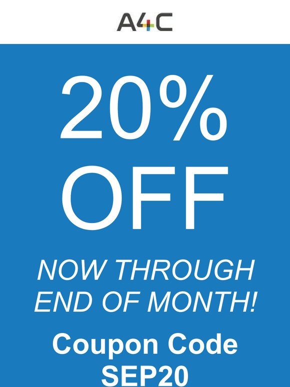 20% OFF SITE WIDE COUPON CODE SEP20 THROUGH END OF MONTH!