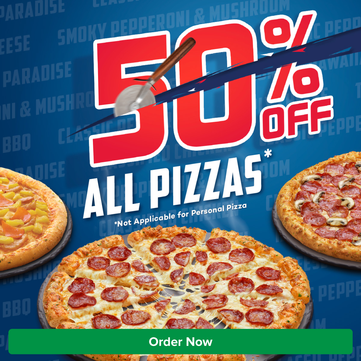 Domino's Pizza Saturday + 50 off Pizzas = Perfect weekend! Order