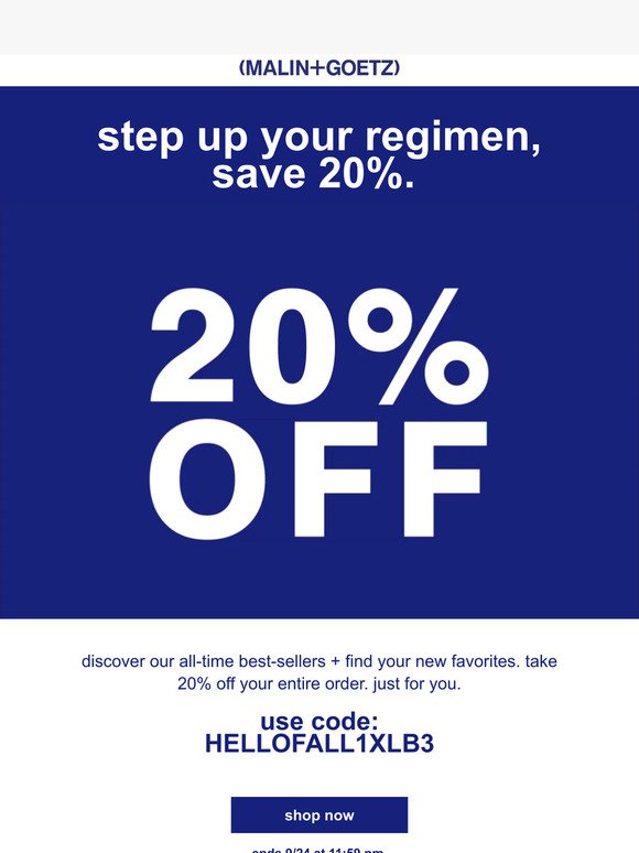 step up your regimen. get 20% off.