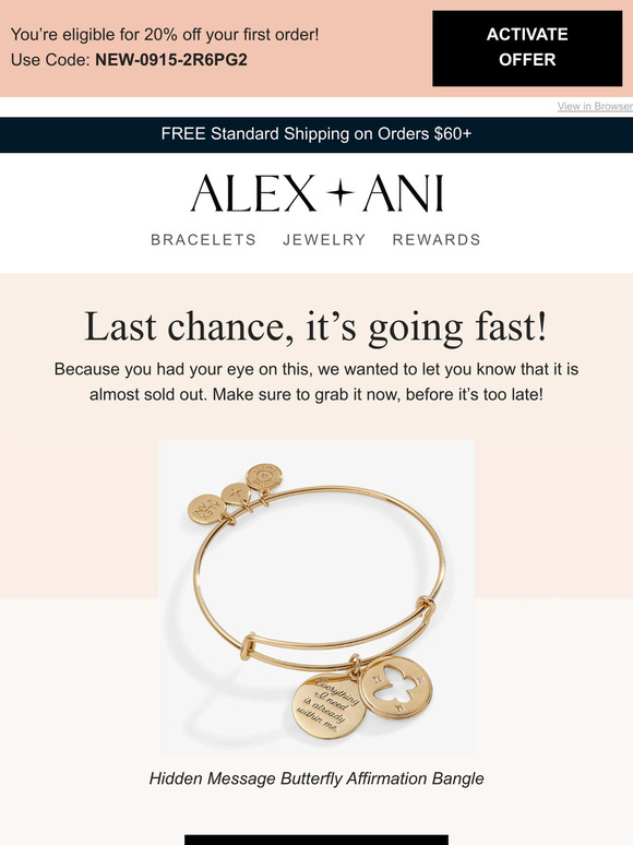 ⚡ It’s almost gone! See if the Hidden Message Butterfly Affirmation Bangle is available ⚡