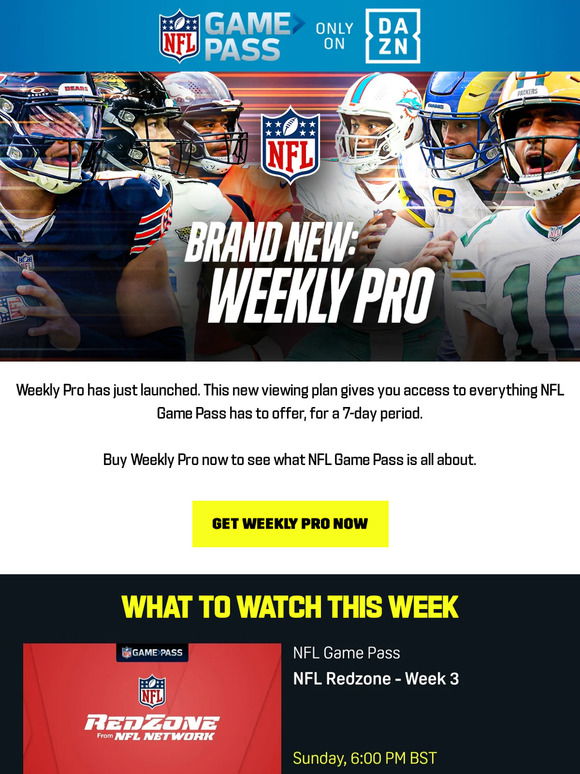 NFL Gamepass: NFL Game Pass Weekly Pro now live