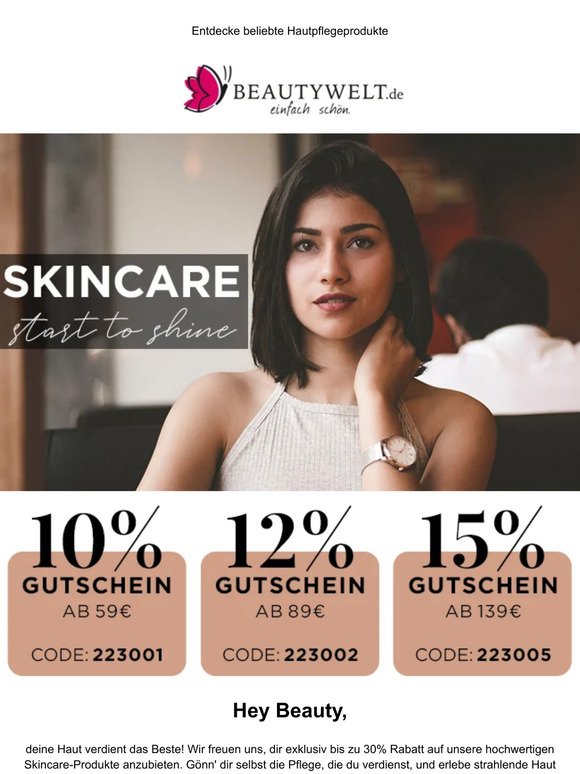 Bis zu 30% Rabatt auf Skincare-Produkte plus 15%* Gutschein!