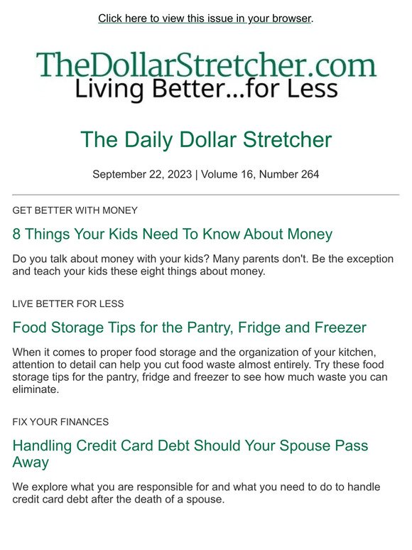 9/22/23: The Daily Dollar Stretcher