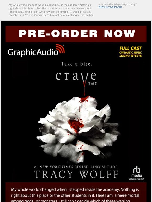 PRE-ORDER Crave 1 by Tracy Wolff! (Paranormal Fantasy with Vampire Romance)