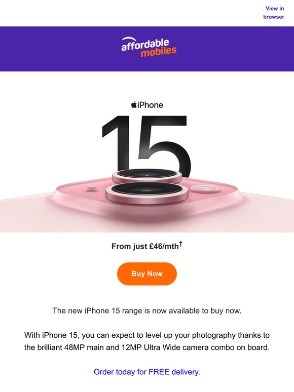 Order the new iPhone 15 today,