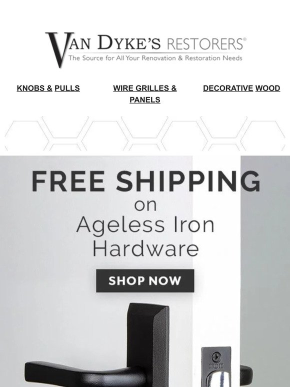 Free Shipping on Ageless Iron Hardware