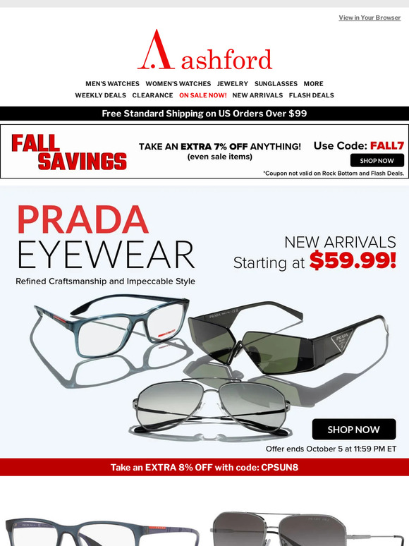 PRADA eyewear new arrivals starting at $59.99!