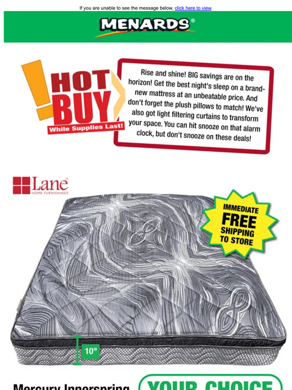 Menards: Lane® King OR Queen Mattress UNDER $100!