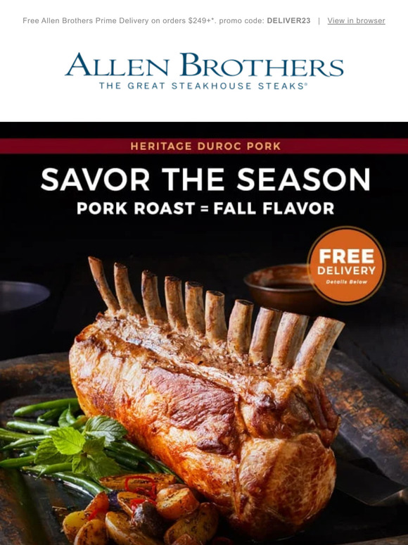 Allen Brothers: Fall Feasts! Heritage Duroc Pork Roasts | Milled