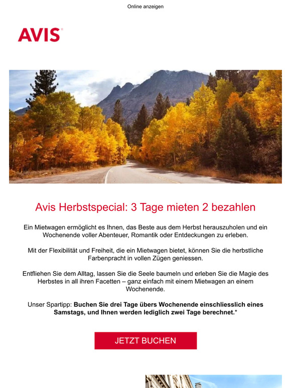 Herbstzeit ist Sparzeit: 3 Tage mieten und nur 2 Tage zahlen