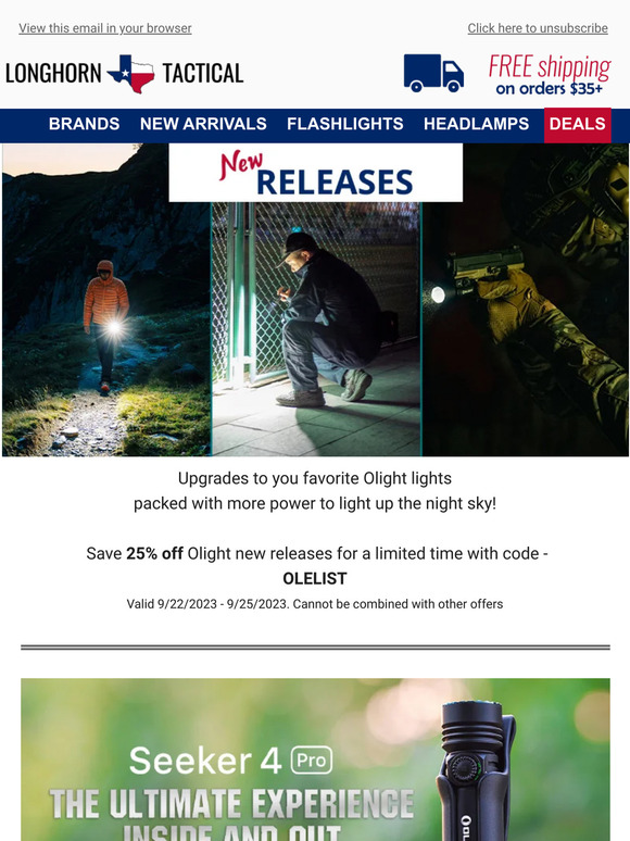 25% Off Olight New Releases 🔥 Check out these High Lumen Flashlights and Upgraded Pistol Lights