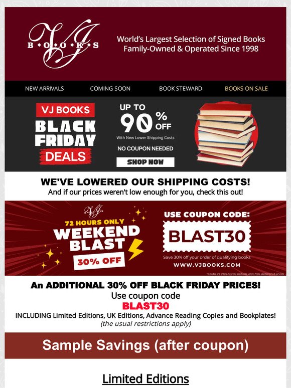 SAVE and ADDITIONAL 30% off BLACK FRIDAY PRICES! 72 Hour Blast!