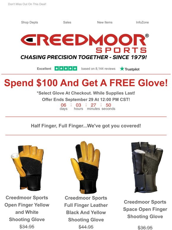 Spend $100 And Get A Free Shooting Glove!