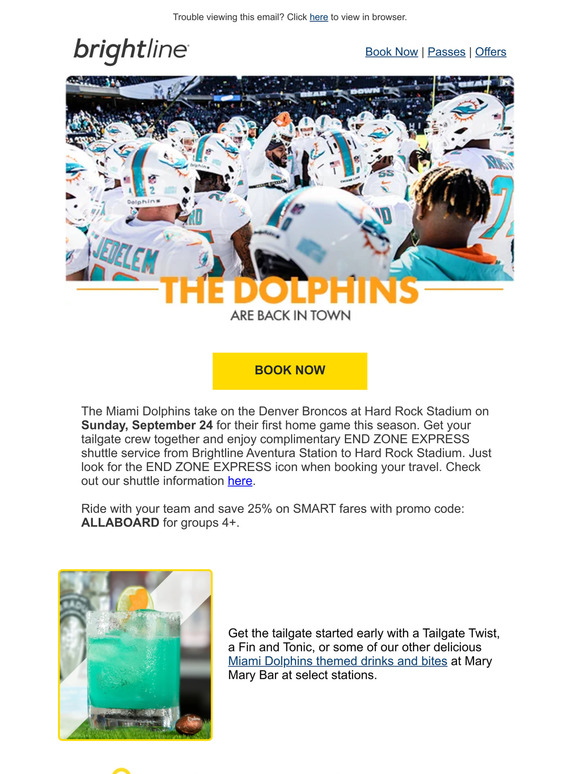 Brightline Kicks Off Football Season with Miami Dolphins End Zone Express