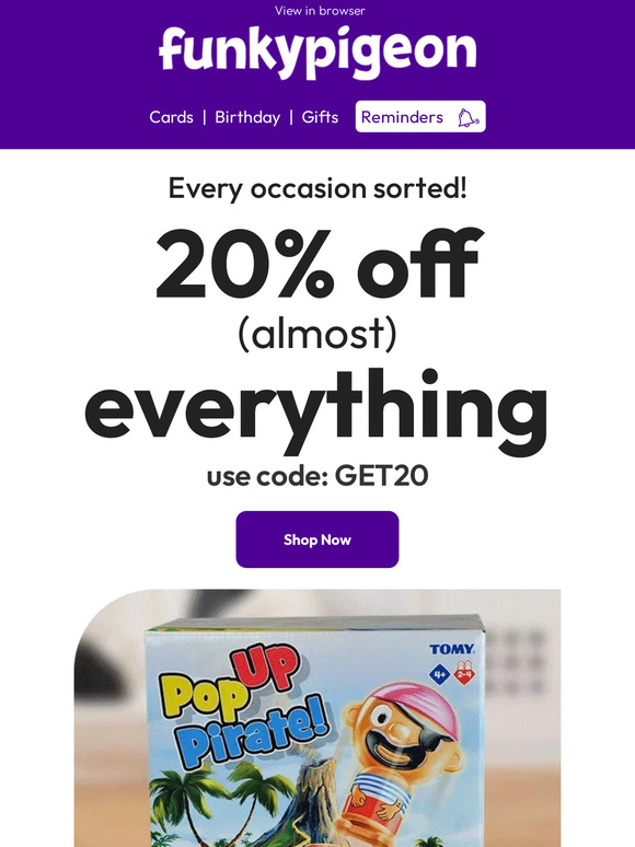 Get 20% off (almost) everything! 😱