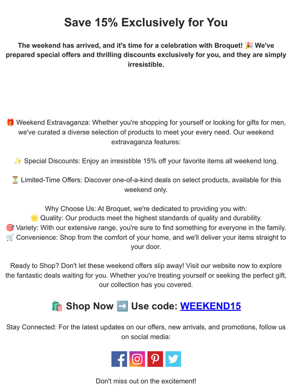 🌟 Exclusive Weekend Offer: Savings Await! 🛍️