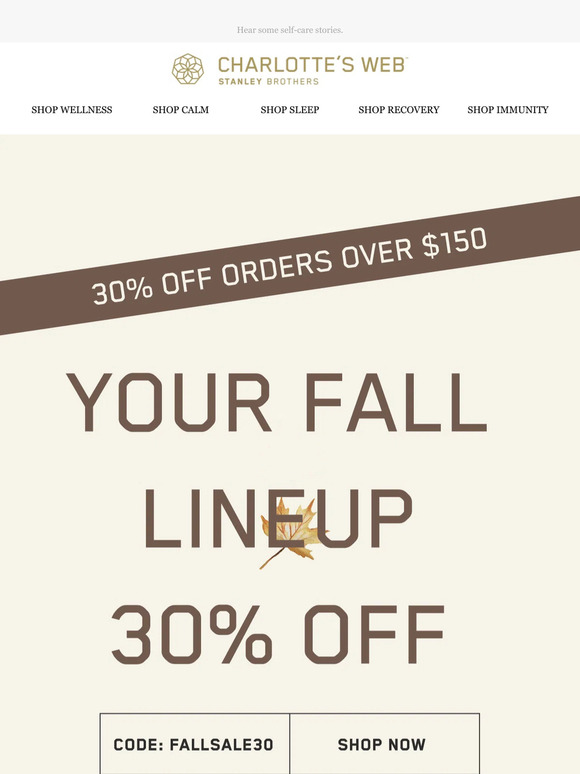 Fall Sale: 30% Off Orders $150+