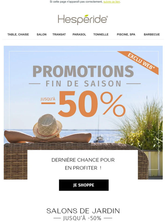 ⏰ DERNIÈRE chance : jusqu'à -50% sur le mobilier de jardin !