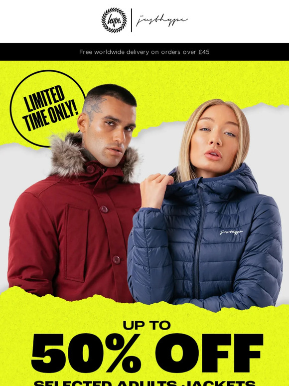 🔴🔴🔴 Hype: Score big savings on jackets - up to 50% off, shop now! 🔴🔴🔴