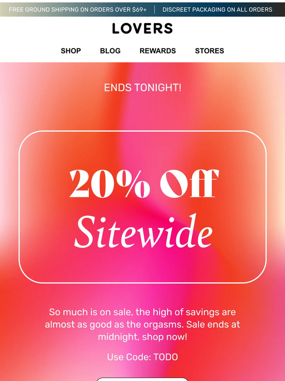ENDS TONIGHT: 20% off sitewide