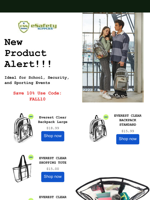 NEW PRODUCT ALERT!!!! Everest Clear Backpacks, Tote and Waist Packs