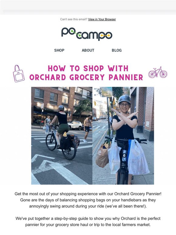 Shop smarter with the Orchard Grocery Pannier!