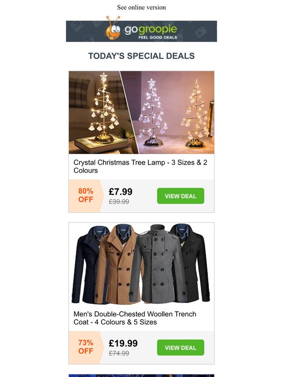 🎄 Crystal Xmas Tree Lamp £7.99 | Beer Advent Calendar £9.99 | Men's Trench Coat £19.99 | 3 x Seamless Bras £9.99 | iPhone iFlash Drive £9.99 | Apple MacBook Pro