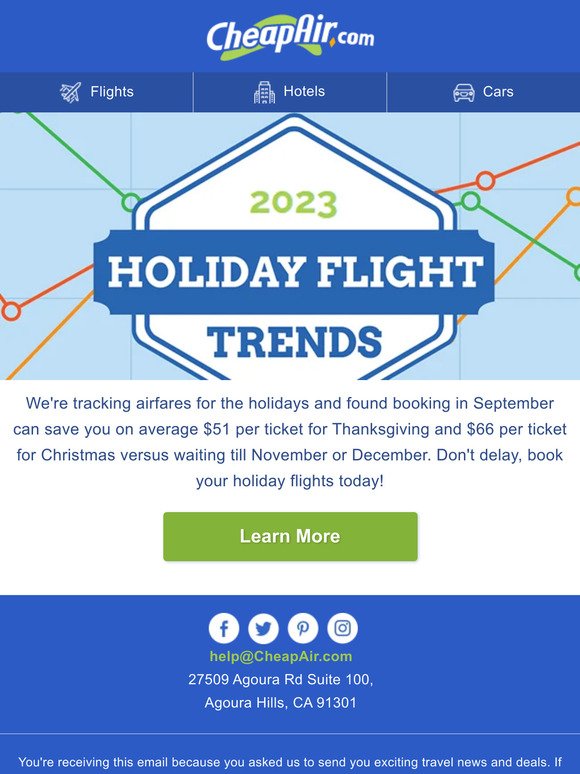 Plan ahead - Flights for the Holidays