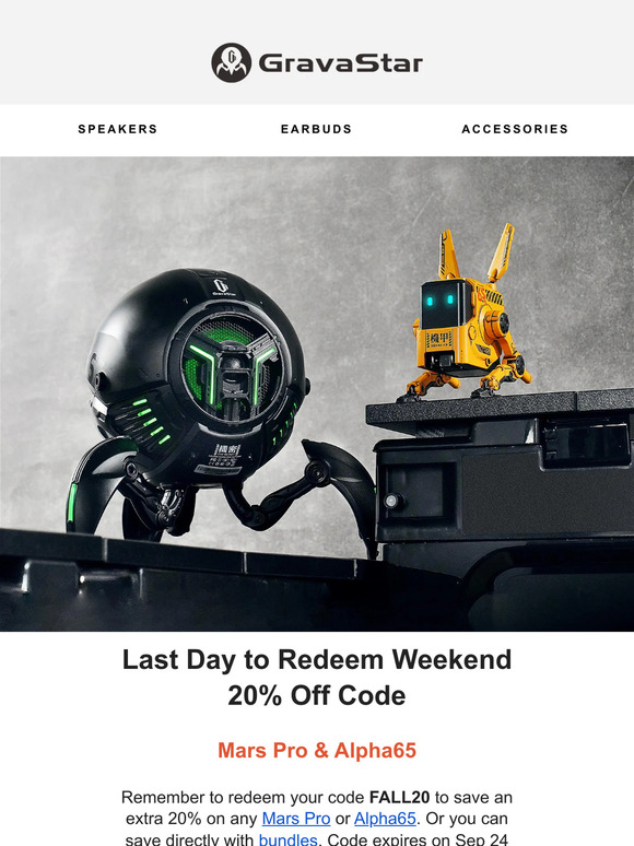 🔊 Save extra 20% TODAY! Ends at 11:59pm