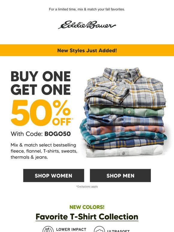 Buy 1, Get 1 50% Off - Fleece, Flannel, Tees & More!