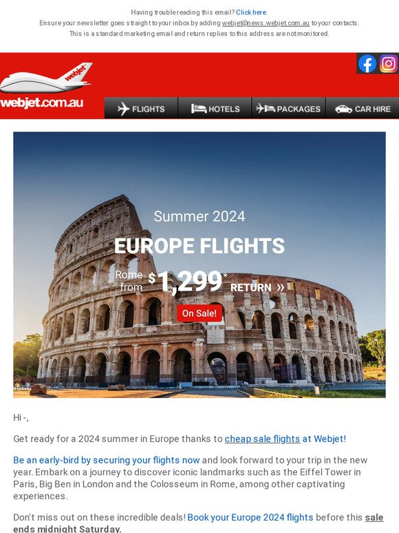 $1,299 return to Rome! Europe 2024 summer flights 🌞