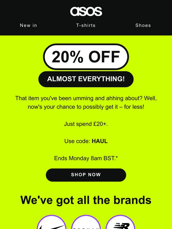 20% off almost everything! 😉