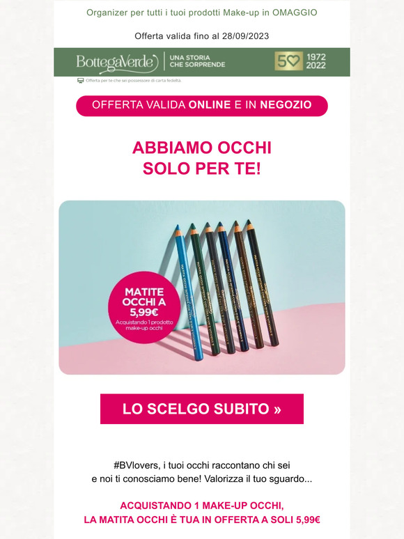Matita occhi a soli 5,99 euro con l’acquisto di 1 Make-up occhi!