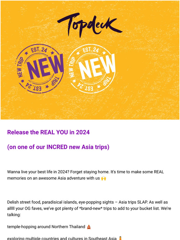 ✨ NEW ✨ Asia trips