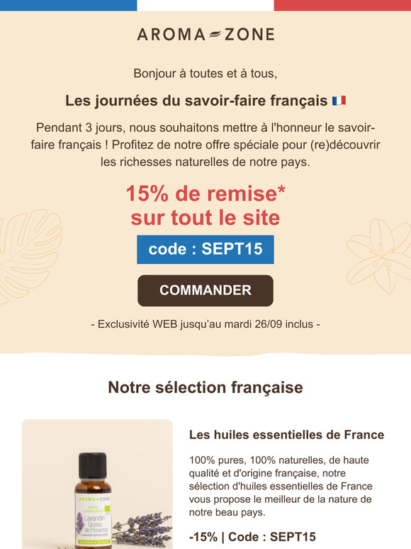 15% de remise sur TOUT 🇫🇷