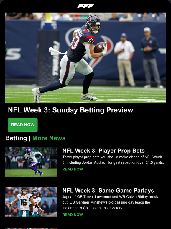 TNF Betting Preview, NFL Week 4 Power Rankings, Fantasy WR/CB Matchups -  Pro Football Focus