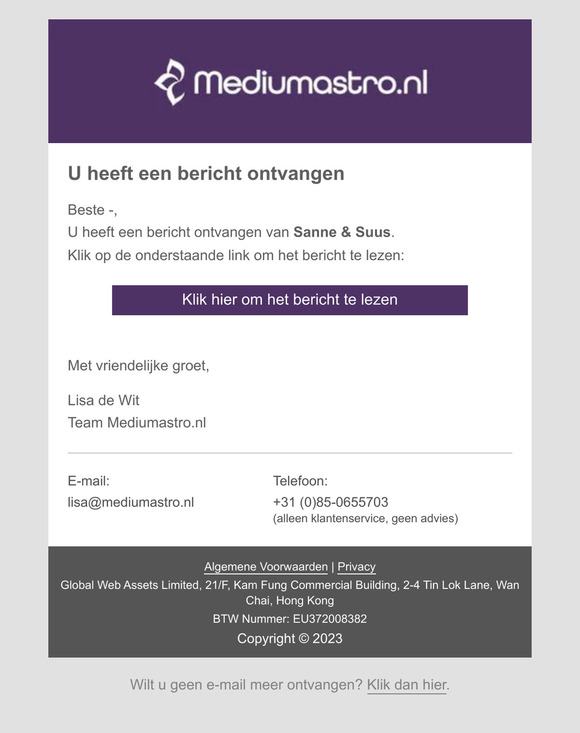 Bericht ontvangen op Mediumastro.nl