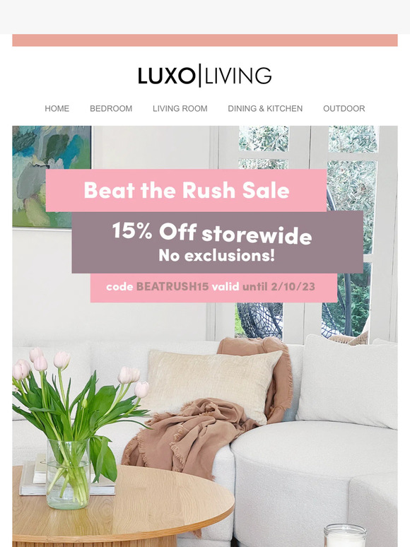 15% Off Everything In Our Beat The Rush Sale