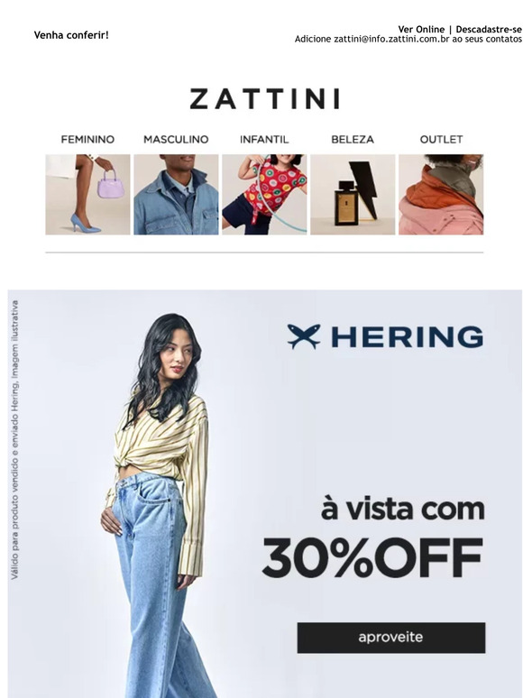 ÚLTIMAS HORAS: Hering com 30% OFF à vista ⏰
