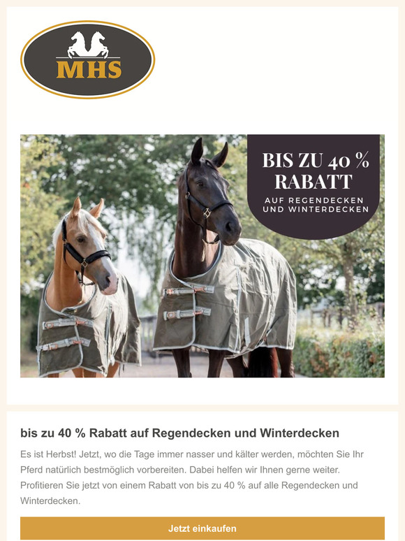 bis zu 40 % Rabatt auf Regendecken und Winterdecken