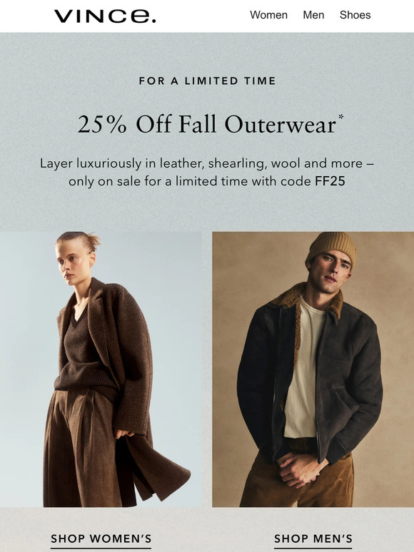 25% Off Fall Outerwear