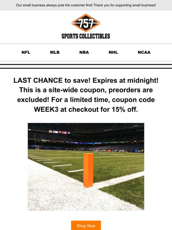 757 sports collectibles: 9 Hours Only! Entire website 30% off! All