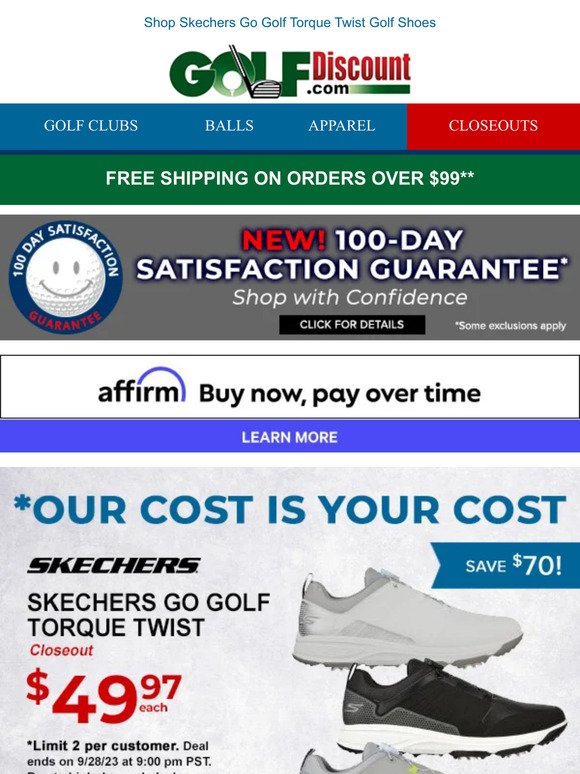 Save $70 Now on Skechers Go Golf Torque Twist Golf Shoes, Just $49.97 ea.