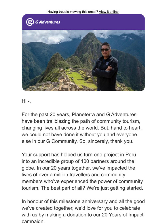 Support 20 more years of changing the world
